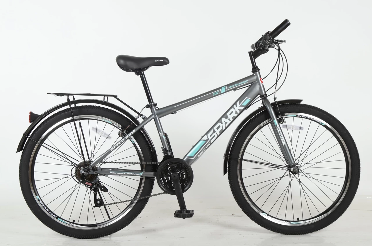 Фотография Велосипед SPARK INTRUDER 26" 2021, размер S, Серо-голубой